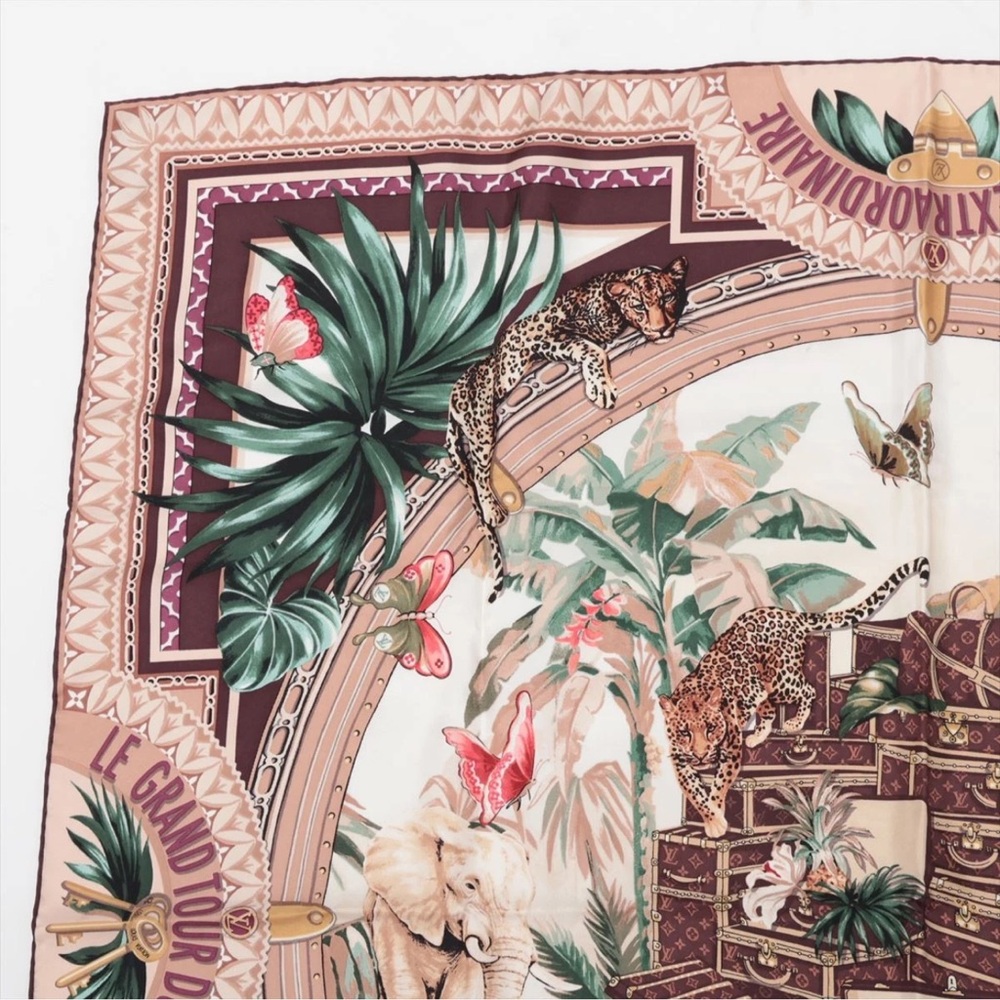 Authentic LV 90 Square Silk Scarf Kare Voyage Extraordinaire M73814 - Picture 9 of 12